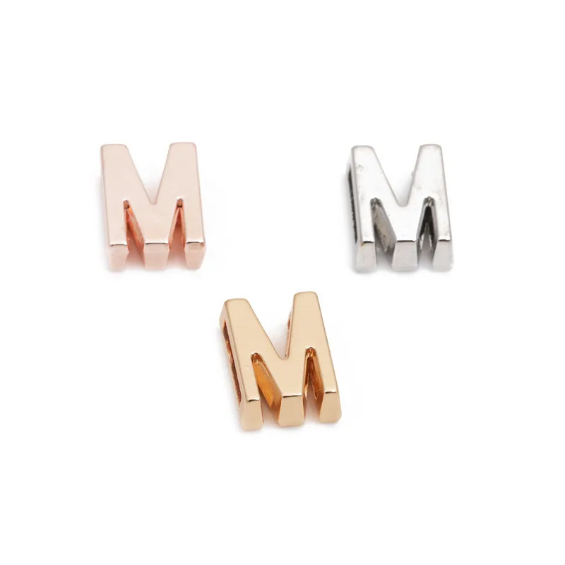 

Popular Charms jewelry findings Letter M Slide for bracelets mesh Glamour Alloy Charms for Jewelry Making alphabet Slider Charms, Picture