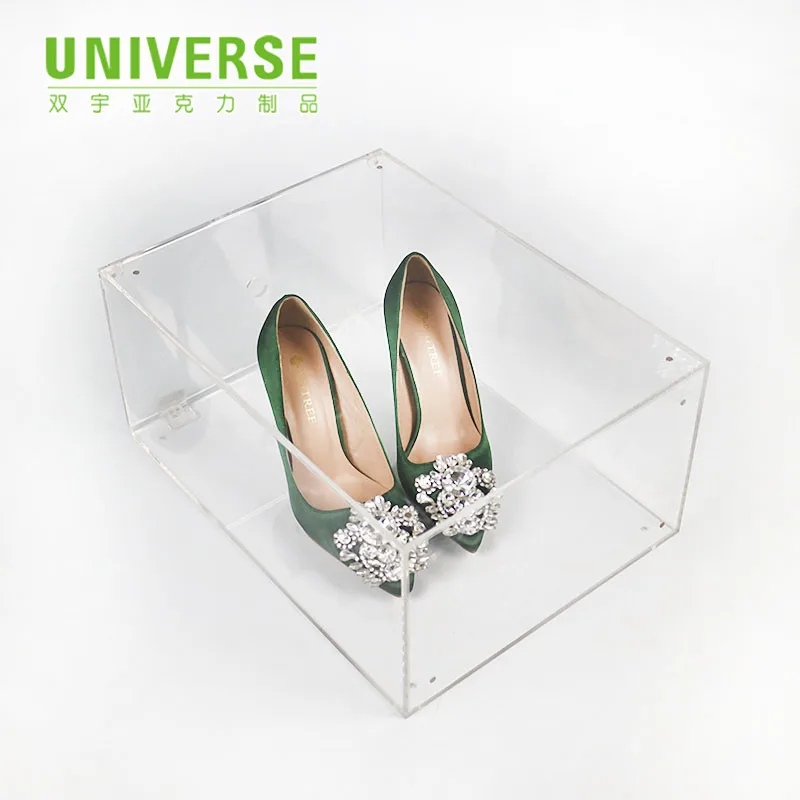 Universe Sliding Clear Acrylic Shoe Box Acrylic Display Case For Soccer