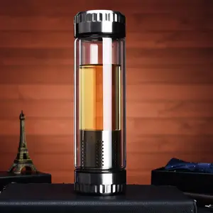 Image of 301-400ML Custom drinking double wall borosilicate infuser sports water bottle