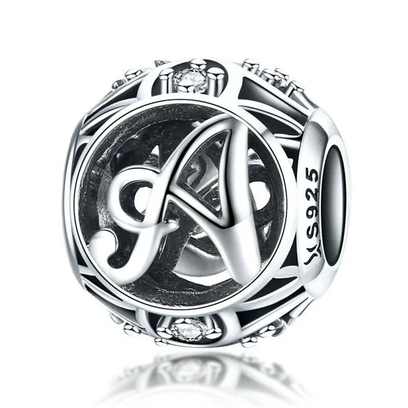 

Hot Sale 925 Sterling Silver Letter Collection A-Z Alphabet Beads fit Charm Bracelet Necklaces DIY Jewelry Making, Picture