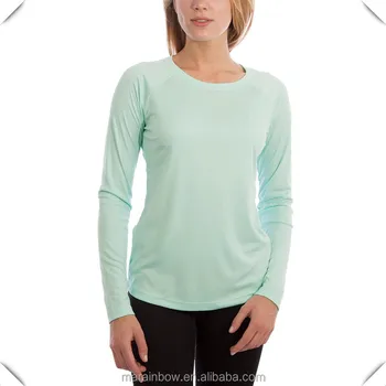 Blank 100% Polyester Performance Long Sleeve T Shirt For Women Plain ...