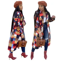 

Women's Fashion Long Casual Turn-down Collar Coat Classic Plaid Double Breasted Woolen Coat Female Full Sleeve Parkas