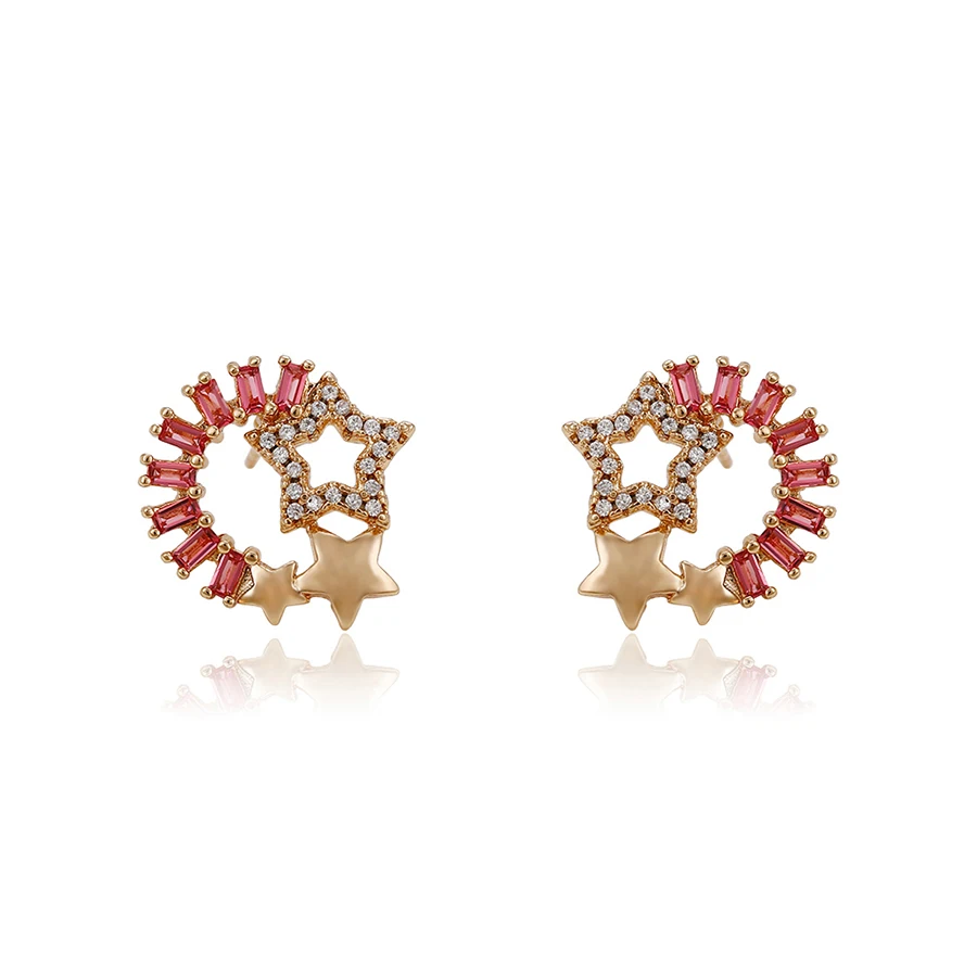 

94257 europe fashion semi annular shape crystal decorate creative design stud earring jewelry