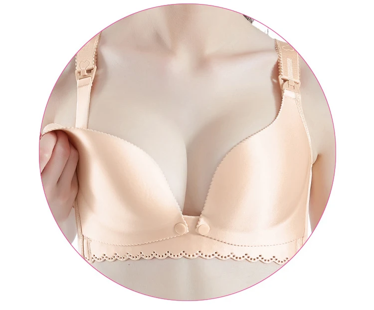 New Fashionable Seamless Cotton Lace Front Open Maternity Nursing Bra.jpg