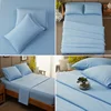 600 Thread Count Sheet Set (Blue Fog, Queen, 100% Cotton Sheets) 17 inch Deep Pockets, 100% Long-Staple Combe Fitted sheet