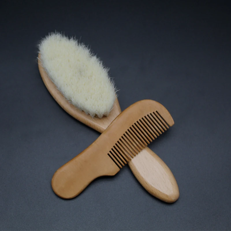 Natural Wooden Comb Real Goat Hair Baby Hair Brush Set Buy Wooden