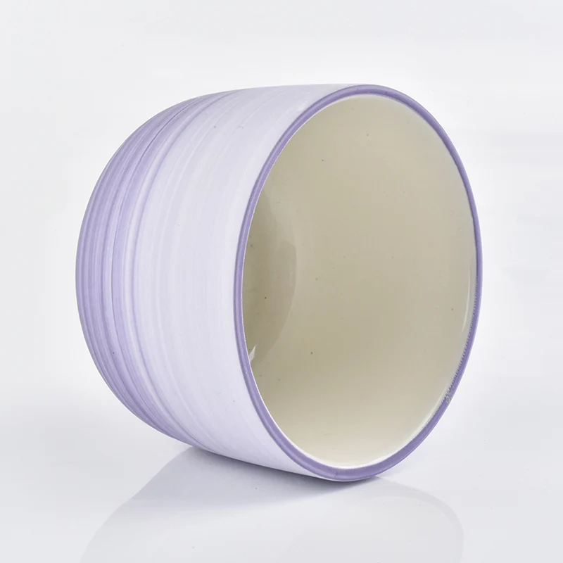Wholesale Ceramic Candle Jar Round Bottom Lavender Purple Home Decoration