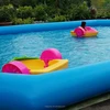 HI customized giant square inflatable swimming pool with bumper boat for outdoor water games playing