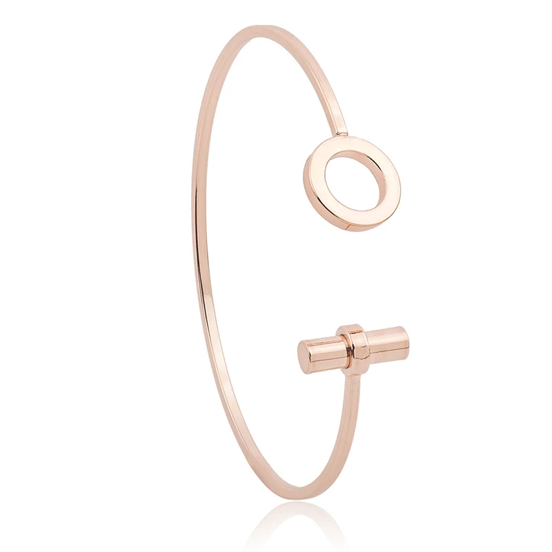 

Online Rose Gold And Silver Women's Simple Copper Cuff Bracelet, As picture