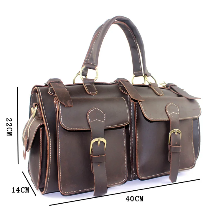 

2019 ODM OEM DRop Shipping Small Cross Shoulder A Classic Vintage Leather Travel Duffel Bag Bagwith Pockets 1097, As shown or can be customized