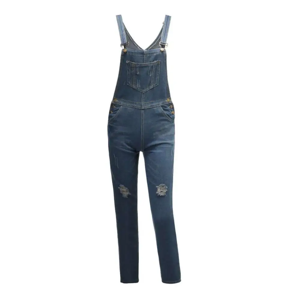

Foreign trade hot factory direct new Europe and Europe hole jeans women's bib, Picture