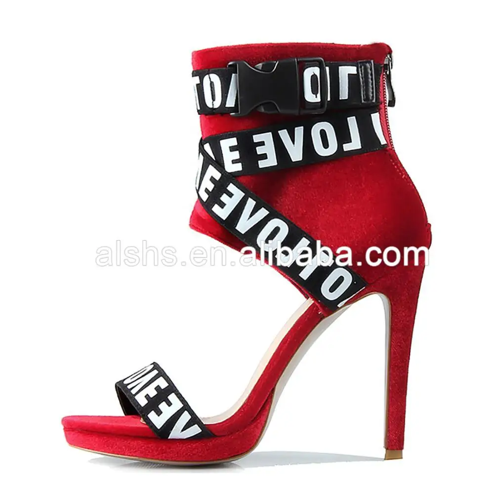 

Women Shoes Red Flock Fashion Women Sandal High Heel Summer 2019 Hot Sale Shoes, Black,pink,red,yellow,blue
