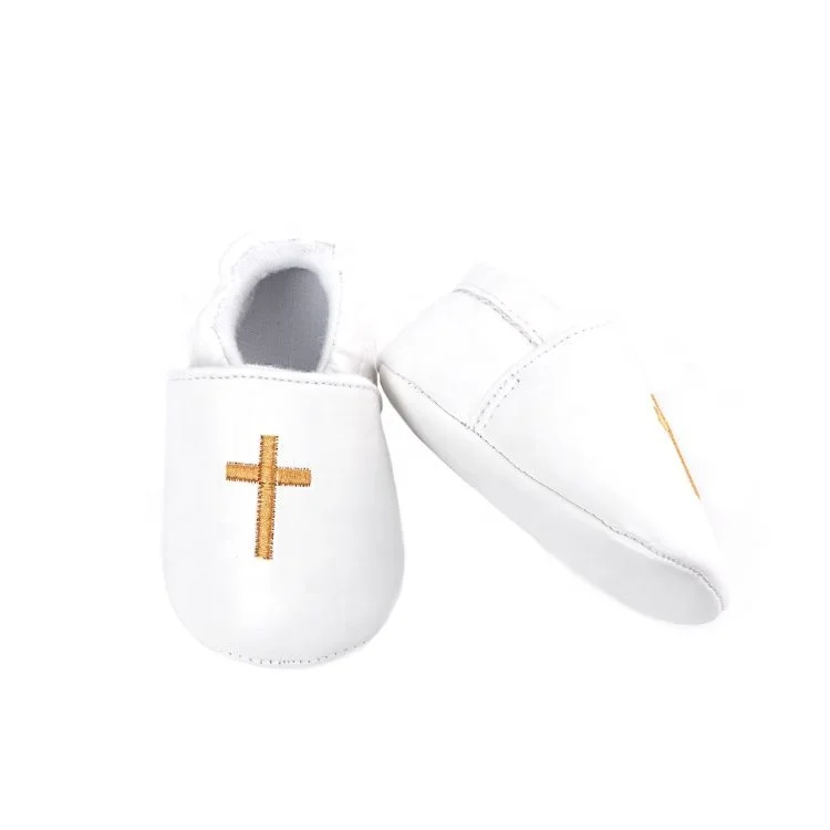 
Cross Embroidery Infant Moccasins Unisex Soft Sole Crib Shoes 