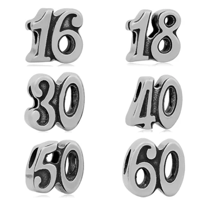 

wholesale fashion diy accessories jewelry arabic number shape bead charms stainless steel beads, N/a