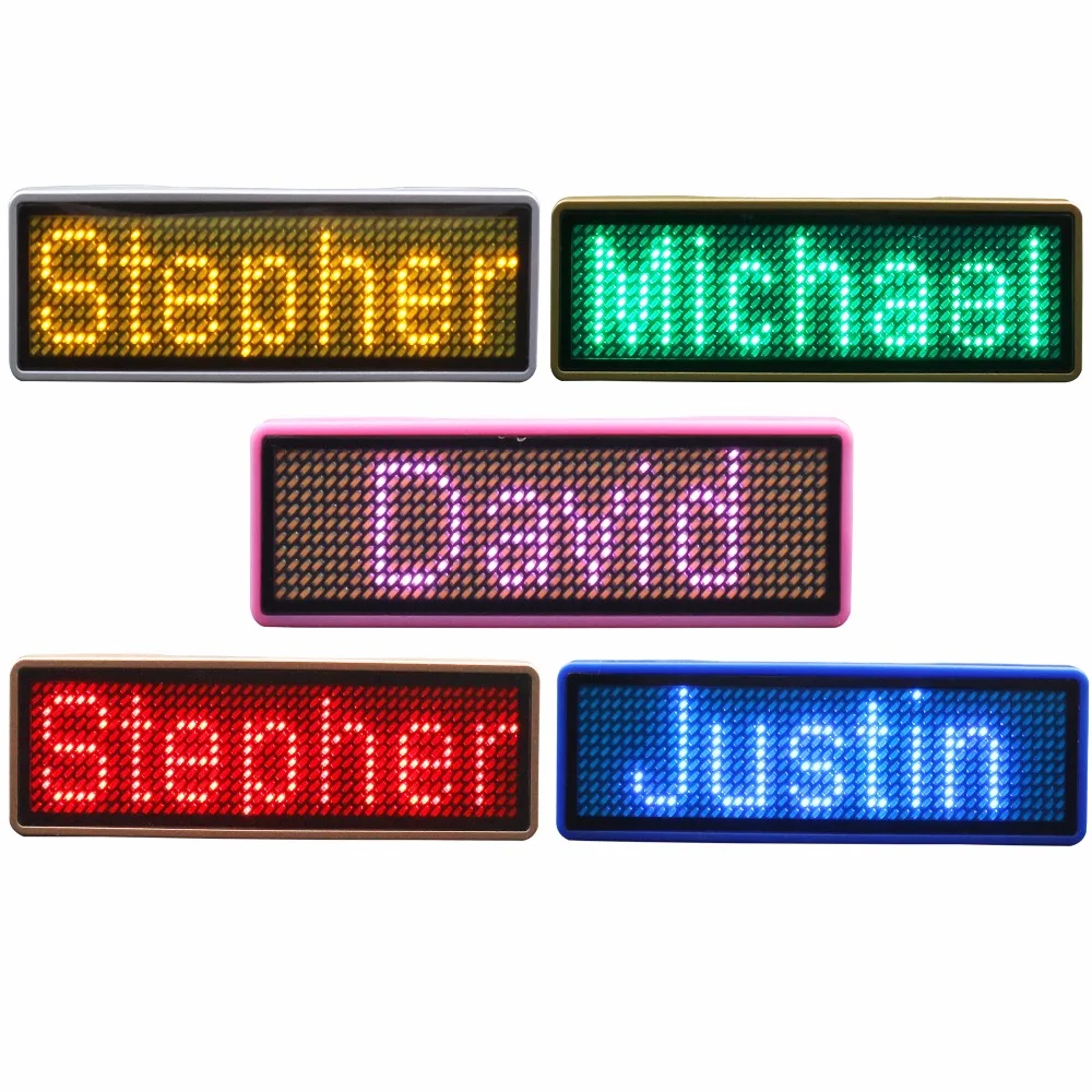 

Wearable Reusable LED Programmable Waiters LED Name Badge