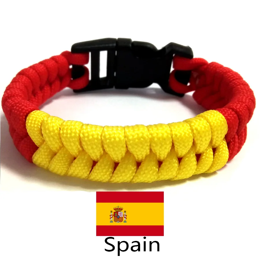 

2021 Euro 21cm 23cm country flag souveir parachute cord nation spain flag bracelet, Country flag color