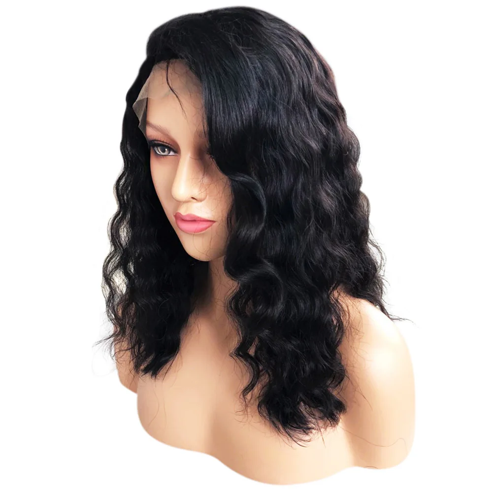 

Yotchoi Brazilian virgin human hair150% density Glueless Short Bob full lace wig for black woman, Natural color lace wig