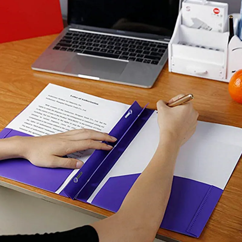
2018 Hot Sell Quality Factory Cheap Wholesale Multicolor Two Pocket Poly File with 3 Prongs Fasteners Portfolio Folder 