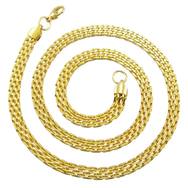 

new 6mm wide gold color stainless steel flat mesh chains for necklace China Jewelry LTC090, Silver and gold
