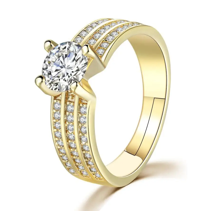 

Adjustable ring Top Finger Ring Gold /silver Color 3 Row With AAA Cubic Zircon Wide Ring Fashion Jewelry Wholesale