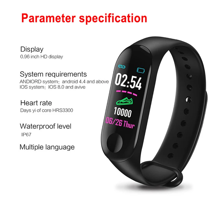 hot sale m3 smart band for fitness tracker sport smart bracelet m3 health watch M2