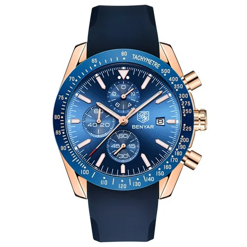 

Hot BENYAR Watch 5140 Casual Silicone Waterproof Watches Men Wrist Luxury Quartz Business Male Wristwatches Relogio Masculino, 6-color