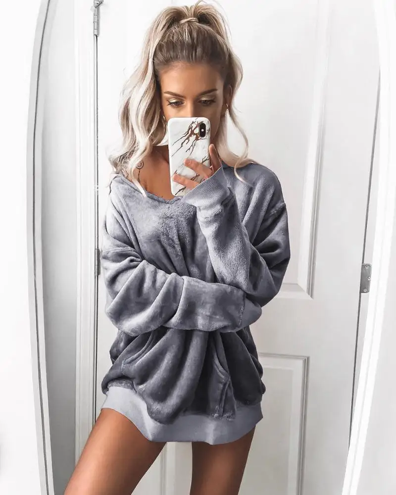 

Latest design girls top women velvet blouses long sleeves hoodie, As picture