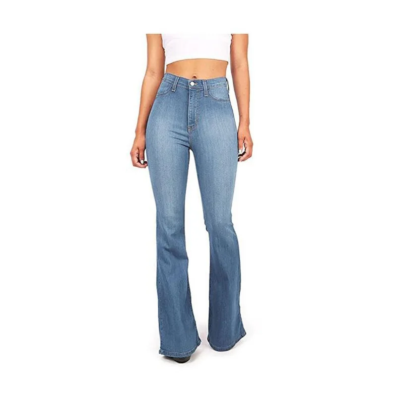 

women New 2019 Wholesale vintage stretchy flare pants button fly vintage women high Skinny Slim waist blue black denim jeans xxx