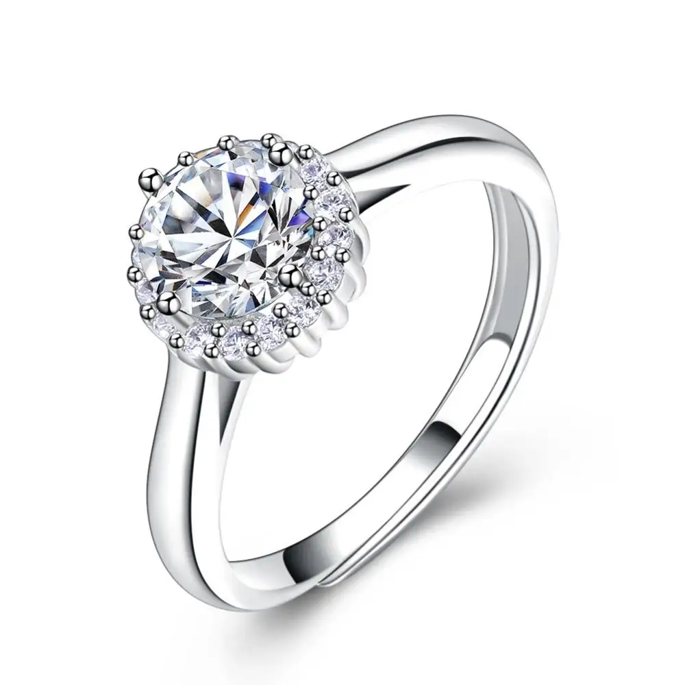 

Fashion 925 Sterling Silver CZ Diamond Wedding Band Ring Korean Style Jewelry for Women, As pictures
