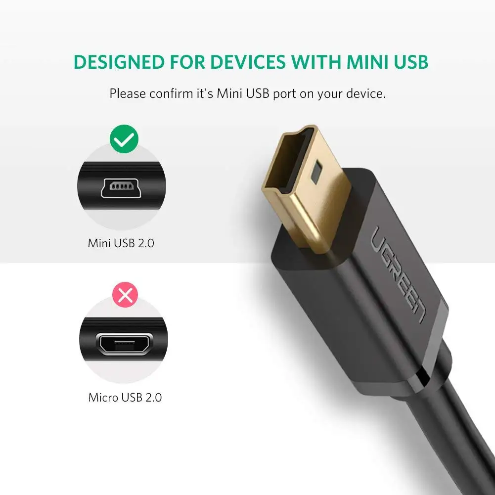 0.5m 2725 28AWG usb AM to mini 5pin male usb data cable extension cable mini USB - ANKUX.COM