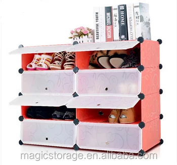 Newest Design Pink Color Diy Plastic Shoe Rack With Doors Buy Diy Plastic Shoe Rack Product On Alibaba Com