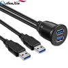 Factory direct 1m 2 ports dual USB 3.0 Male to Female AUX Flush Mount Car Extension waterproof cable