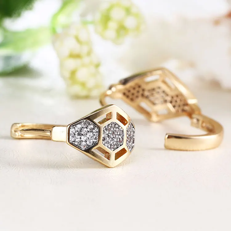 

2018 New Arrival Simple Luxury Jewelry Fashion Synthetic CZ Hoops Earrings for Women, 18k gold and rhodium