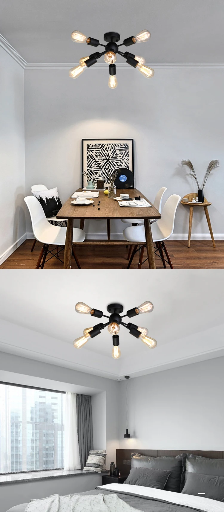 Vintage Metal small ball Dimmable Sputnik Chandelier 8 Lights ceiling light