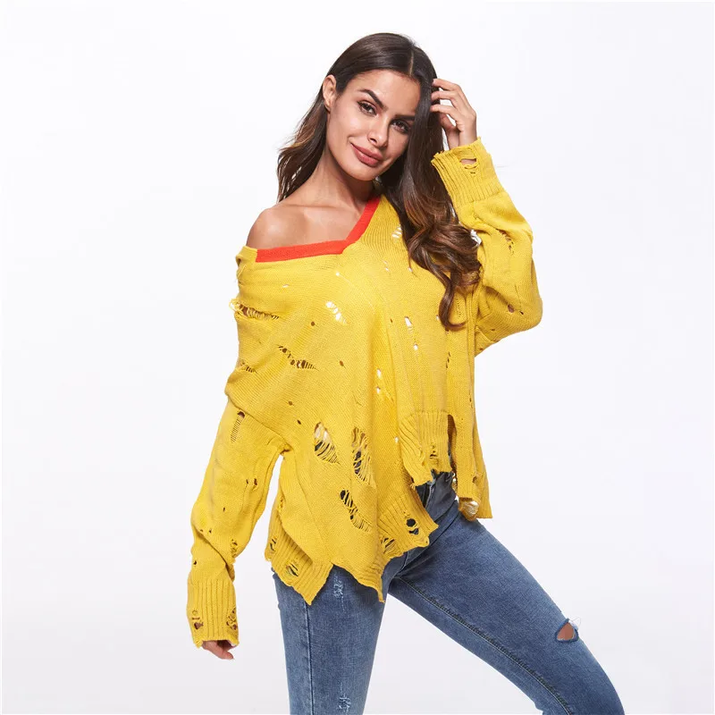 

2018 Wholesale Pullover Women Short Cashmere Sweater With Hoody Loose V Neck Yellow Crocheted Sweater, Blue;yellow;pink;apricot