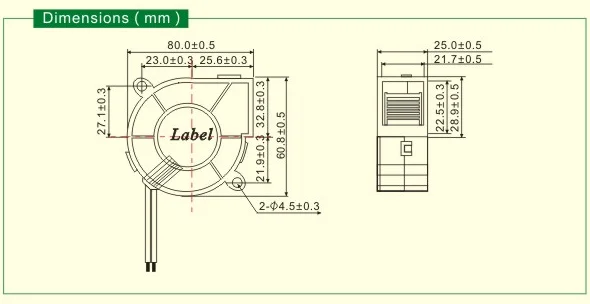 60x60x25mm blower fan
