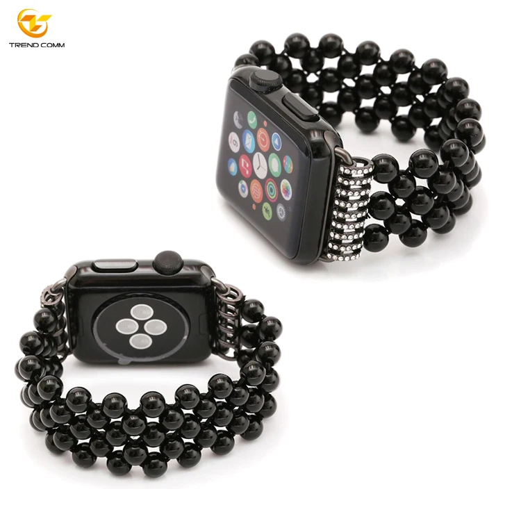 

38 Popular 42mm Black Belt Beads Bracelet For Apple Watch Band