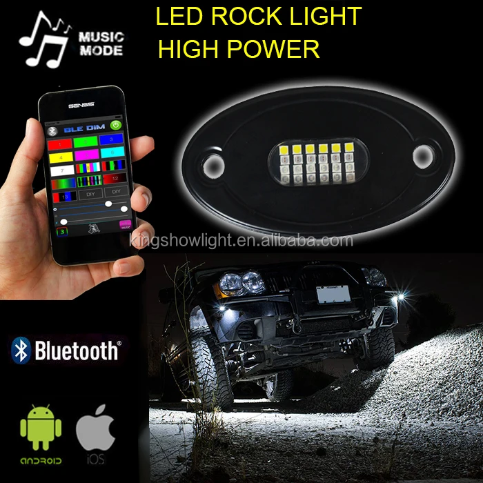 12pcs IP68 Waterproof RGBW LED Rock lights/Undercar Lights With Phone App Music Control multicolor underbody lights