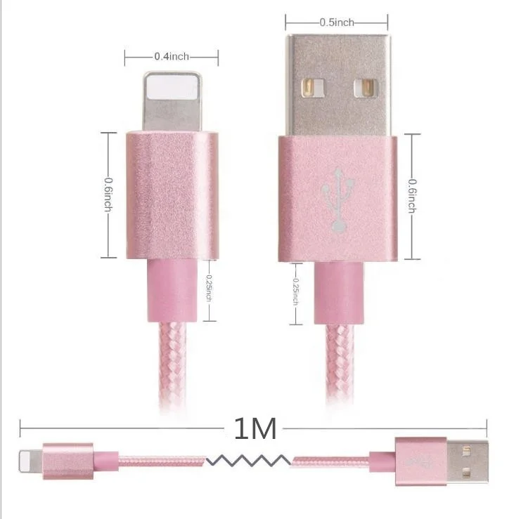 

Quality Guarantee Fast Nylon Braided Charger Usb Cable For Mobile Phone, Gold/rose gold/ silver