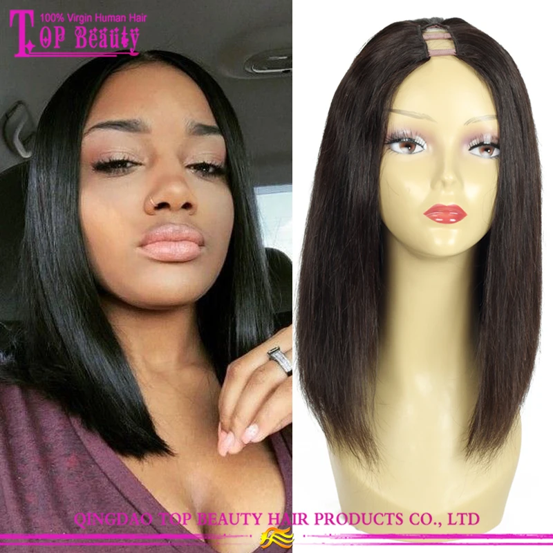 

Factory Supply 6A Grade Short Human Hair U Part Wigs Indian Remy Hair U Part Wig, N/a