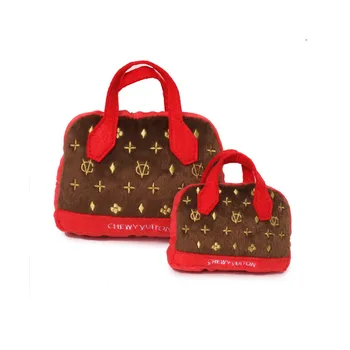 Chewy Vuitton Bag Shape Embroidered With Squeaker Dog Pet Toy - Buy Squeaker Stuffed Plush Pet ...