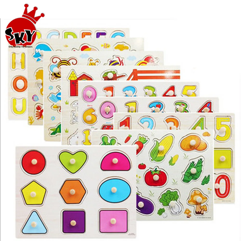 
Hot Hand Grab Board Set Educational Wooden Puzzles for Kids Cartoon Vehicle Marine Animal Puzzle Baby Toys wooden  (62125575098)