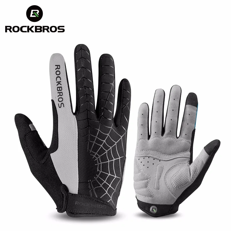 

ROCKBROS 2019Autumn Windproof Full Finger Gloves Touch Screen Sport Cycling Clothing Road MTB Mountain Motorcycle Bicycle Gloves, Gray/red