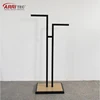 Clothes Store 2 Way Black Coating Wood Metal Hanging Clothes Display Racks Stand Retail Clothing Rack