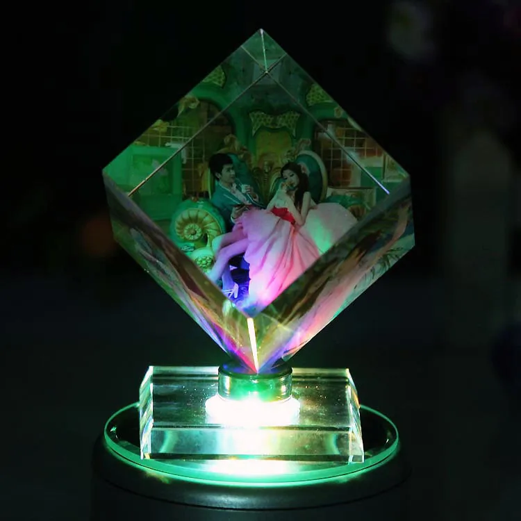 K9 Crystal Cube 3d Laser Led Cube With Led Base,Crystal Glass Dice Cube