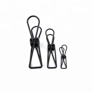 Image of Black Stainless Steel Clothespins Hollow Binder Fish Clip