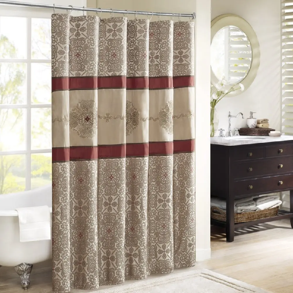 Buy Cameron Embroidered Medallion Shower Bathtub Curtain in Metalic ...