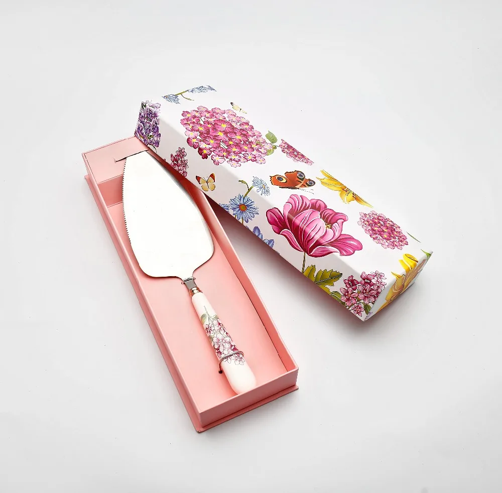 

Ceramic Handle Stainless Steel Cake Server Wedding Cake Knife Set, Sliver