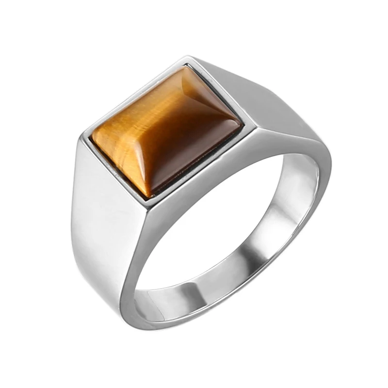 

Stainless Steel Men Jewelry Manufacturer Natural Tiger Eye Gemstone Rings, Gold;steel