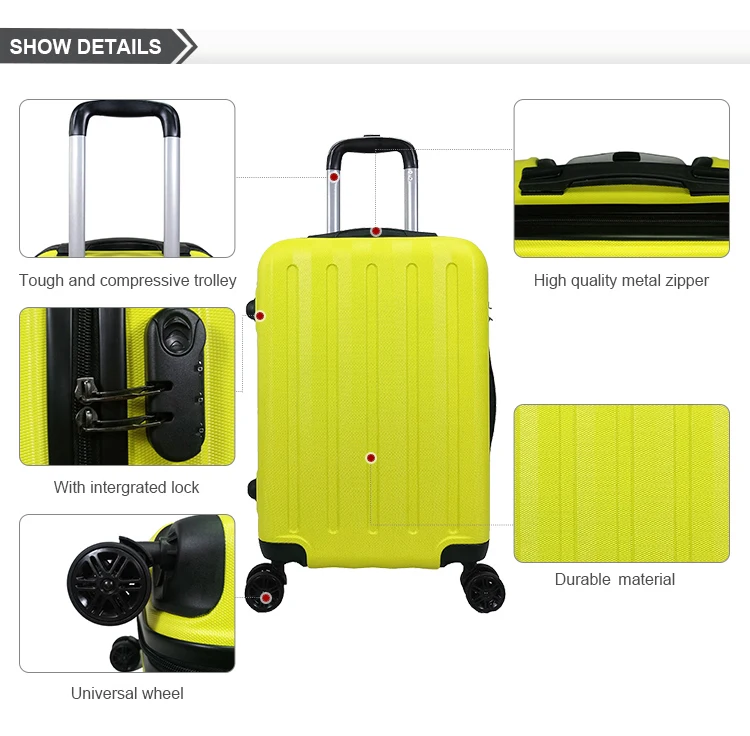 New Fashion Trend Bright Yellow Luggage Travel Bag Abs Trolley Case